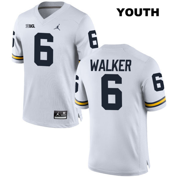 Youth NCAA Michigan Wolverines Kareem Walker #6 White Jordan Brand Authentic Stitched Football College Jersey DR25A26VO